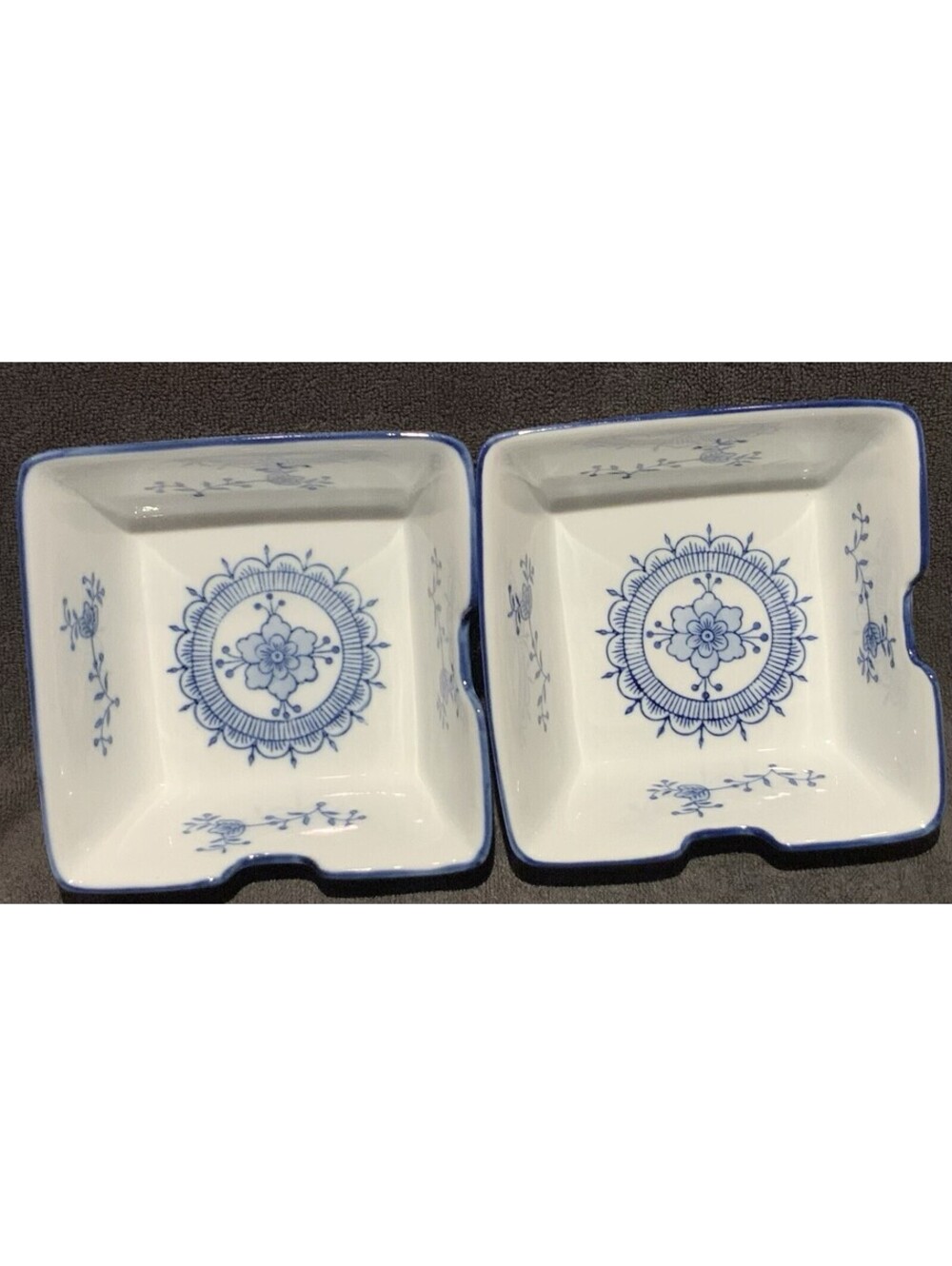 Royal China Square 6” x 6” Porcelain Bowls with Blue Floral Pattern Set Of 2